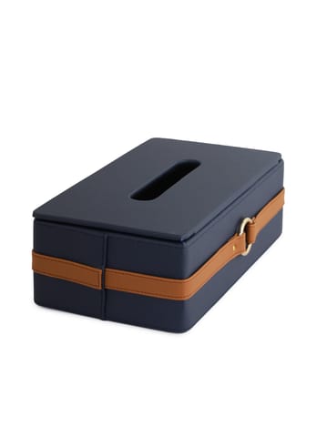 Nadora Banded Tissue Box (Navy Blue & Tan)