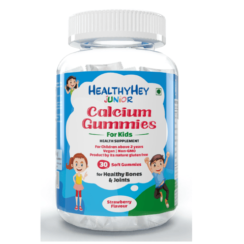 HealthyHey Nutrition Junior Calcium for Kids, For Healthy Bones & Joints, Strawberry Flavour (30 Gummies)