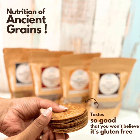 NIHKAN Gluten Free Millet Crackers - 100% handmade & baked - 4 packs * 100g each  (All Flavours Combo)