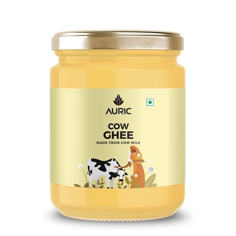 Auric Bilona Cow Ghee (1 Litre) Glass Jar | 100% Pure and Natural Desi Ghee | Traditional Curd-Churned | Premium Artisanal Desi Ghee | Diet Friendly With Rich Taste
