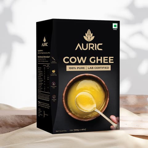 Auric Lab Certified Cow Ghee (1 Litre) | 100% Pure and Natural | Desi Ghee | Highly Nutritious | Helps Keep Your Heart Healthy | Boost Immunity & Energy