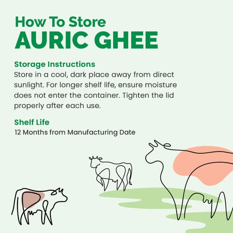 Auric Lab Certified Cow Ghee (1 Litre) | 100% Pure and Natural | Desi Ghee | Highly Nutritious | Helps Keep Your Heart Healthy | Boost Immunity & Energy