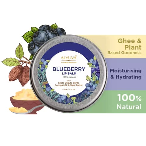 Alyuva Ghee Enriched 100% Natural Blueberry Lip Balms, Pack of 3, 7gms Each