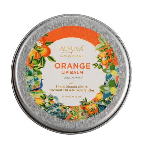 Alyuva Combo of Ghee Enriched 100% Natural Orange & Blueberry Lip Balms, 7gms Each