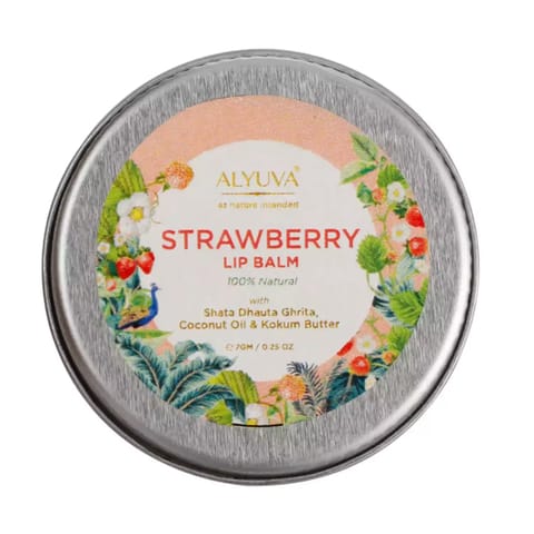 Alyuva Combo of Ghee Enriched 100% Natural Strawberry, Mix Fruit & Peach Lip Balms, 7gms Each