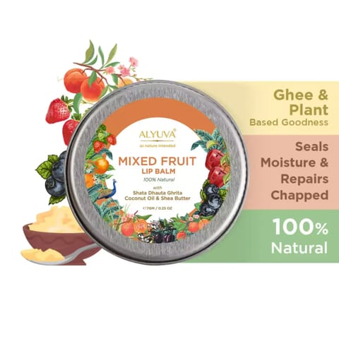 Alyuva Combo of Ghee Enriched 100% Natural Strawberry, Orange & Mix Fruit Lip Balms, 7gms Each