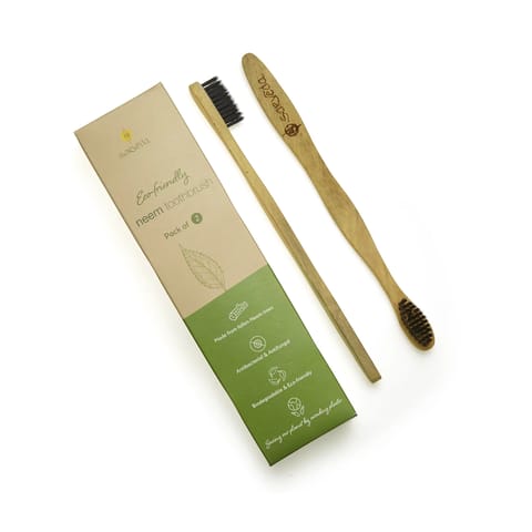 Sarveda Eco-friendly & Anti-bacterial Neem wood toothbrush Pack of 2