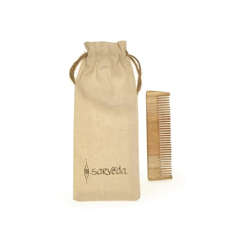 Sarveda Eco-Friendly Wide Tooth Neem Wood Comb | Pocket Size