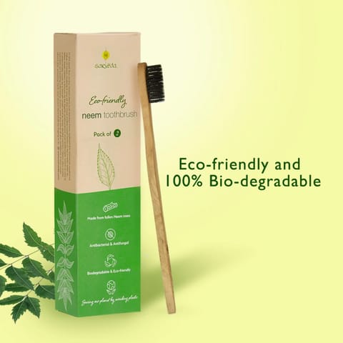 Sarveda Eco-friendly & Anti-bacterial Neem wood toothbrush Pack of 4