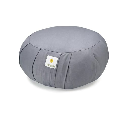 Sarveda Zafu Round Meditation & Yoga Cushion | Organic Cotton | Grey