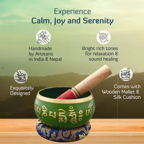Sarveda Sacred Mantra Bowls | 4 Inches | Green