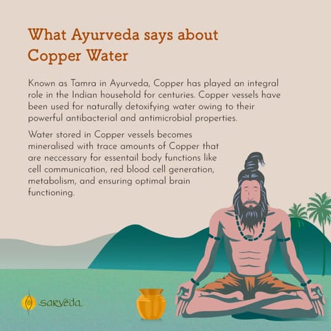 Sarveda Printed Ayurvedic Copper Water Bottles 1 Litre | Blue Meditation
