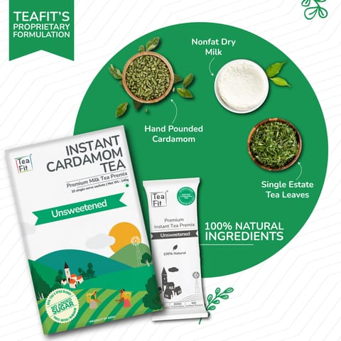TeaFit Instant Cardamom Tea Premix Unsweetened
