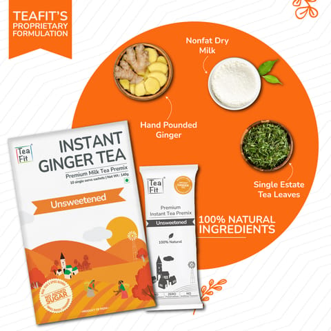 TeaFit Ginger Instant Tea Premix Unsweetened
