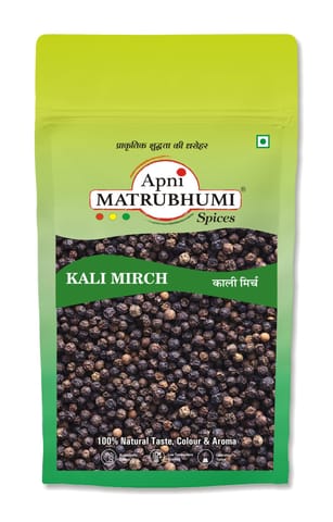Apni Matrubhumi Premium Black Pepper Whole (Kali Mirch Seeds) 9 mm 100% Natural & Fresh Sabut (100g)