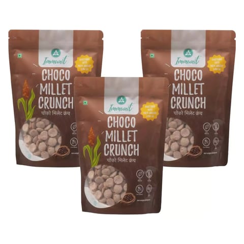 Immunit No Maida Choco Millet Crunch | Sweetened with Palm Jaggery, 90gm, Pack of 3