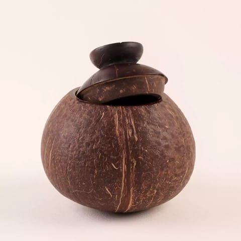 Lagom India Up-cycled coconut shell container- Swarna container with lid