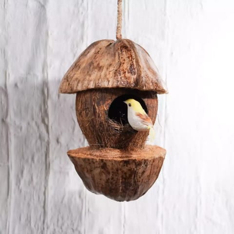 Lagom India Upcycled whole coconut shell bird feeder- Tanya bird feeder