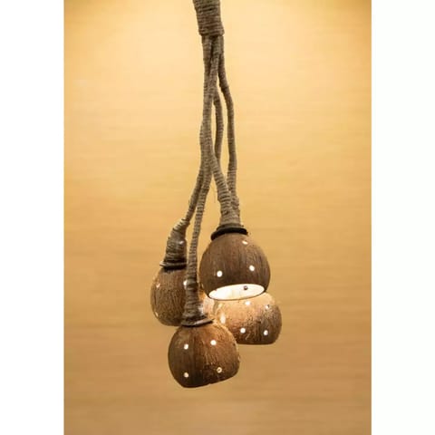 Lagom India Up-cycled coconut shell hanging lights- JALAJA Hanging Chandelier