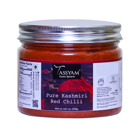 Tassyam Organics Pure Kashmiri Red Chilli Powder 250g | Extra Redand 100% Pure