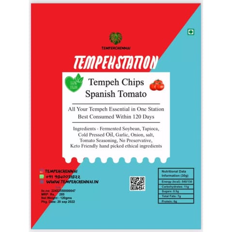 Tempeh Chennai Tempeh Chips Spanish tomato Flavour, 120g