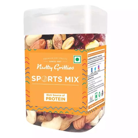Nutty Gritties Sports Mixed Nuts and Dry Fruit - Resealable Healthy Snack jar  - 325g