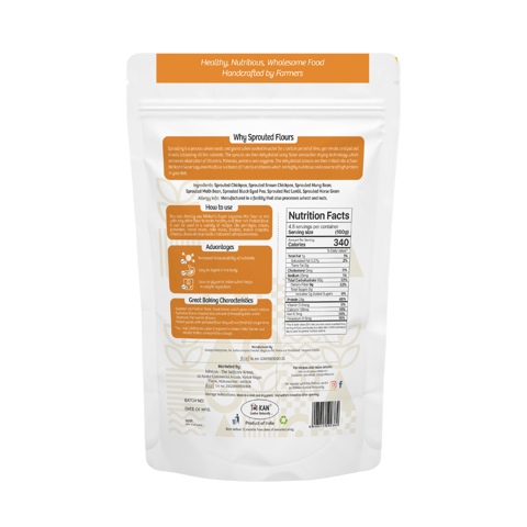 NIHKAN Sprouted Legumes Cheela mix flour 454 gms- 7 Multi lentils flour - Gluten free & Vegan