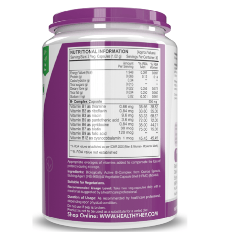 HealthyHey Nutrition Vitamin B-Complex (60 Vegetable Capsules)