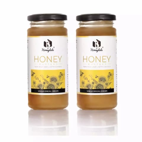 Honey Dale Raw Unprocessed Unpasteurized Unheated Mustard Honey  310gm Pack of 2 Bottles