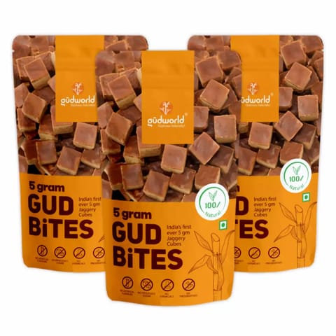Gudworld 5g Gud Bites I Jaggery Cubes (Pack of 3, Each of 250 gms)