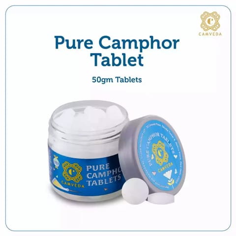 Camveda Pure Camphor 50 grm Round Tablets Jar  I  2 Jar in one pack