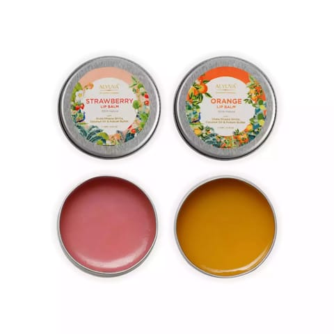 Alyuva Combo of Ghee Enriched 100% Natural Strawberry and Orange Lip Balms (7gms each)