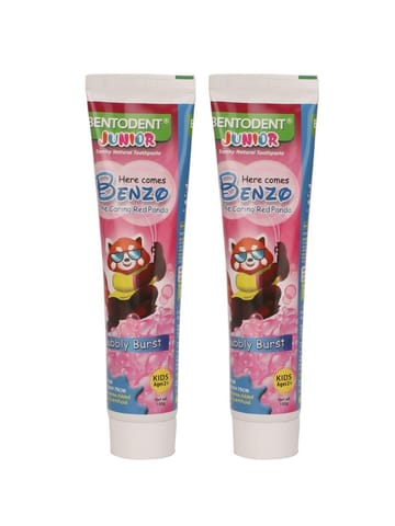 Bentodent Kids Bubble Gum Toothpaste - Natural & Fluoride Free (Each 100 gms, Twin Pack)