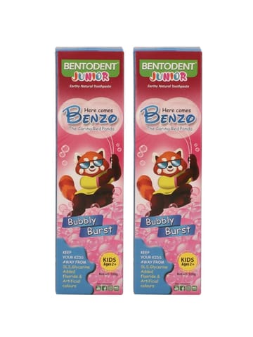 Bentodent 100% Natural Kids Bubble Gum twin Toothpaste, Fluoride Free,  Sls Free, Complete oral care protection for kids, Fresh Breath, Best toothpaste for kids 2+ years  (Each 100 gms, Twin Pack)
