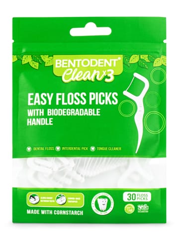 Bentodent Biodegradable Dental Floss Picks- 30 Pcs