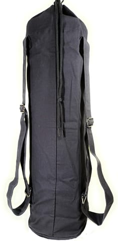 O2 Yoga Bag, 1Block Style, 3 Pockets, 'Navkasana' (Dark Grey, Cotton Canvas Fabric, with Rain Cover)