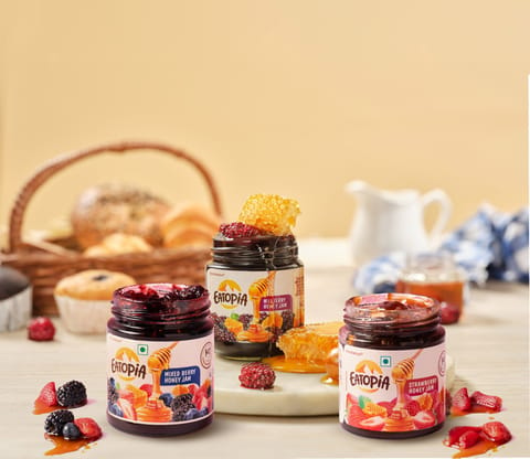Eatopia Mixberry + Mulberry + Strawberry Honey Jam (Each 240 gms, Pack of 3)