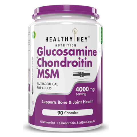 HealthyHey Nutrition Double Strength Glucosamine Chondroitin and MSM (90 Capsules)