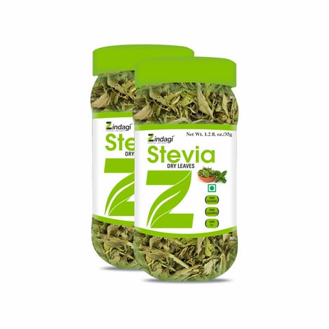 Zindagi 100% Pure Stevia Leaves Extract | Natural Stevia Dry Leaves | Sugar Substitute | 35gm | Pack of 2