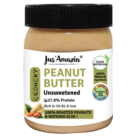 Jus Amazin Crunchy Peanut Butter - Unsweetened (325 gms)