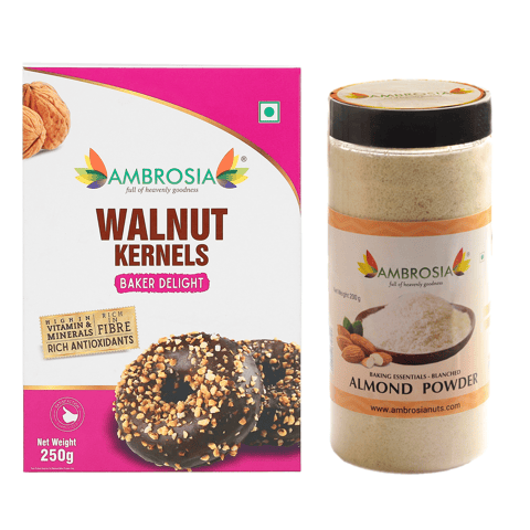 Ambrosia Dry Fruits Combo Walnut Kernels Baker Delight (250 gms) & Almond Flour (200 gms)