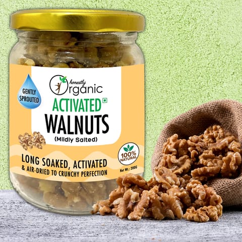 Honestly Organic Activated/Sprouted Walnuts - Mildly Salted (200 gms), Long Soaked & Air Dried to Crunchy Perfection (100% Natural)