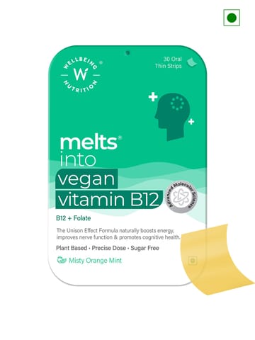 Wellbeing Nutrition Melts Vegan Vitamin B12 for Brain, Heart & Nervous System Support 30 Oral Strips