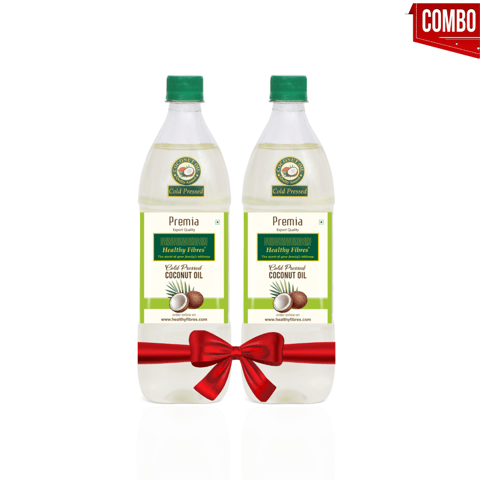 Healthy Fibres Cold Pressed Coconut Oil (Combo Pack of 2, Each of 1 Litre)