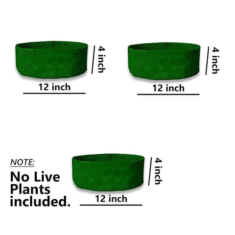 Bombay Greens Geo Fabric Grow Bags 400 GSM (Pack of 3, Each of 12x4 inches, Green)