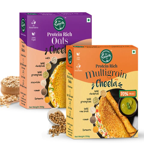 The Naturik Co Oats and Multigrain Cheela Mix Combo (Pack of 2, Each of 250 gms)