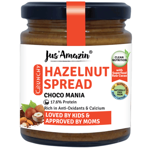Jus Amazin Crunchy Hazelnut Spread (Choco Mania 200 gms)