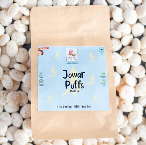 Simply Delish Jowar Puff (Sorghum) 80 gms (Pack of 2, Each of 40 gms) | Hand Roasted Millet Puffs Mildly Spiced Snack
