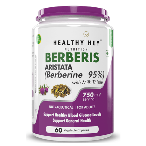 HealthyHey Nutrition Berberis Berberine 95% with Milk Thistle (60 Vegetable Capsules)