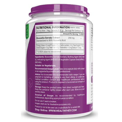 HealthyHey Nutrition Boswellia Serrata Extract (120 Vegetable Capsules)